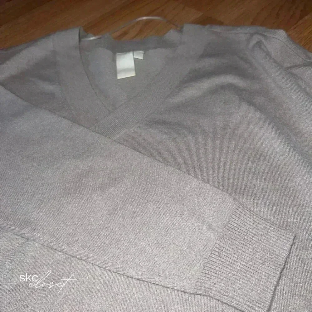 ADY P Women's Taupe Long-Sleeve, V-Neck, Fanny Sweater, L - Picture 13 of 14